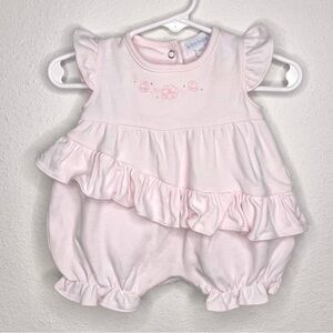 Le Top Pink Ruffled Baby Romper bubble